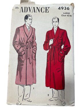 Vintage Advance 4936 Sewing Pattern Large Chest 42-44 Mens Robe Dressmaking CUT